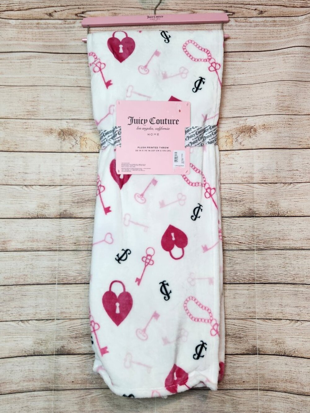 New in Package Juicy Couture Plush Printed Throw Blanket 50' by 70' Really Soft